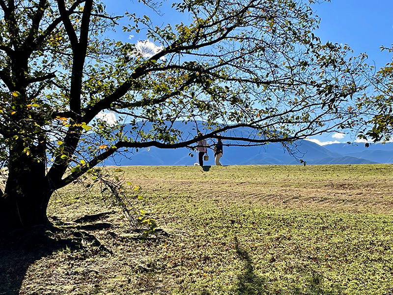 釜無川の土手に着いた写真